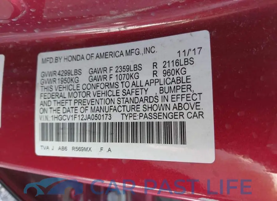 1HGCV1F12JA050173# 9