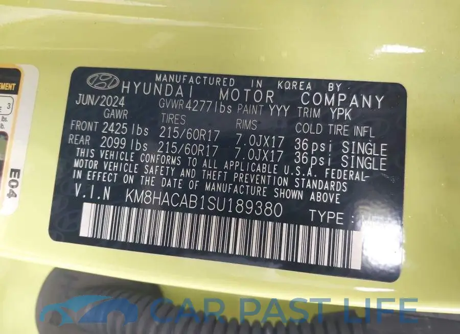 KM8HACAB1SU189380# 9