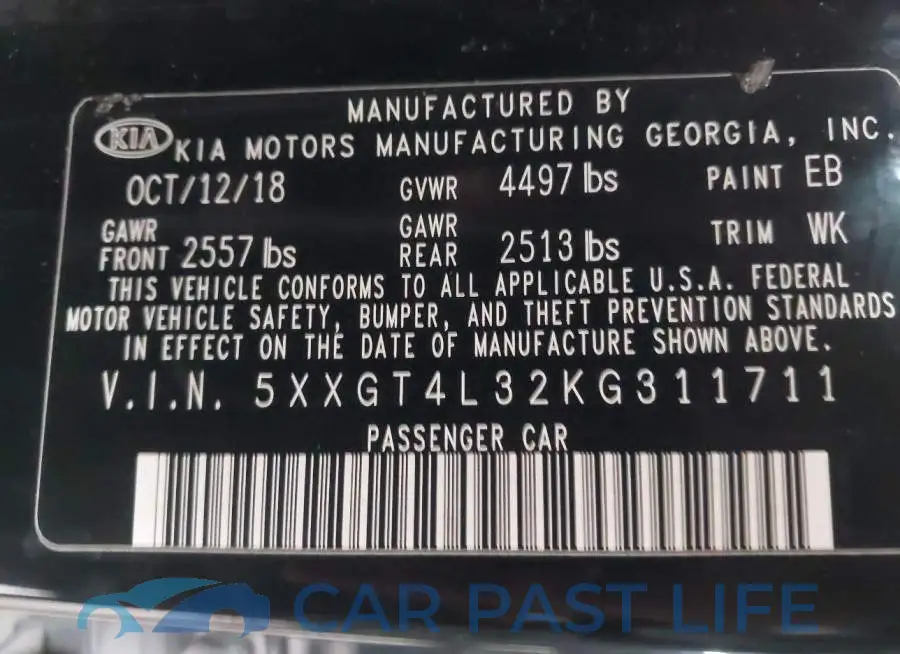 5XXGT4L32KG311711# 9