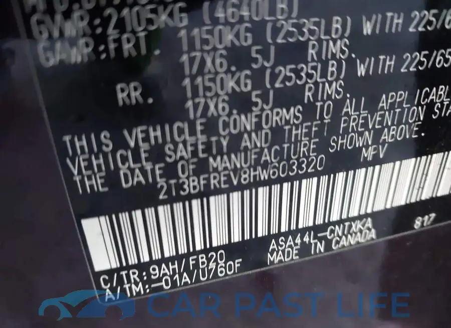2T3BFREV8HW603320# 9