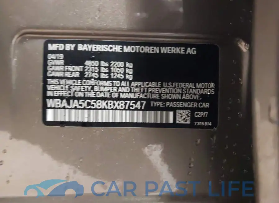 WBAJA5C58KBX87547# 9