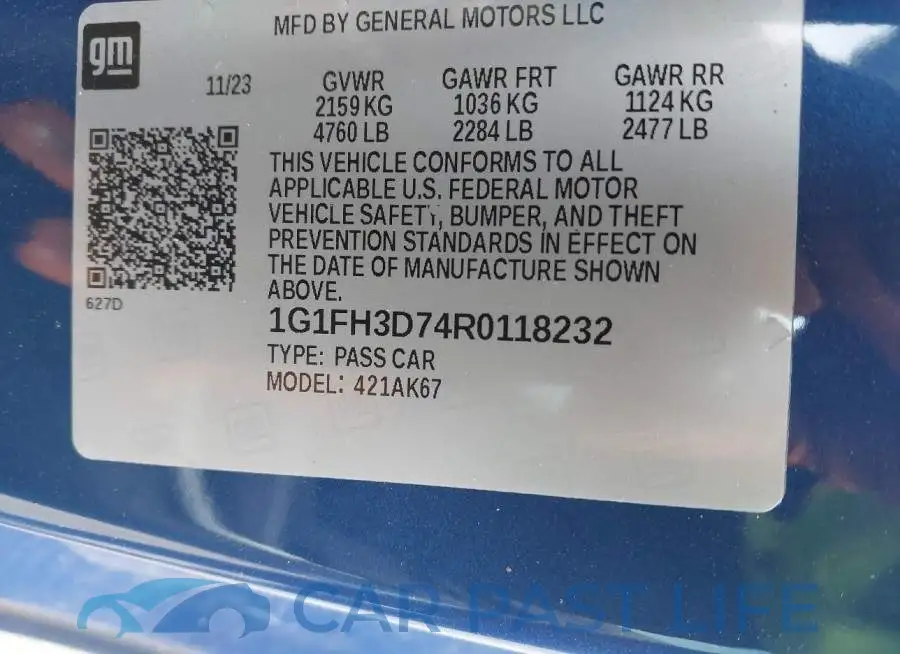 1G1FH3D74R0118232# 9