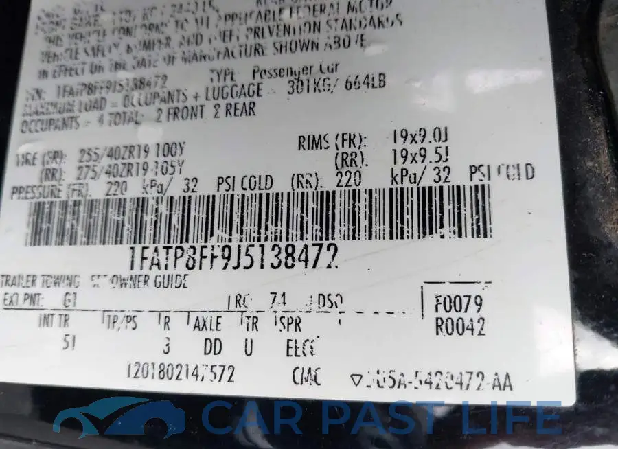 1FATP8FF9J5138472# 9
