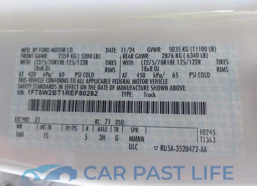 1FT8W2BT1REF80282# 9