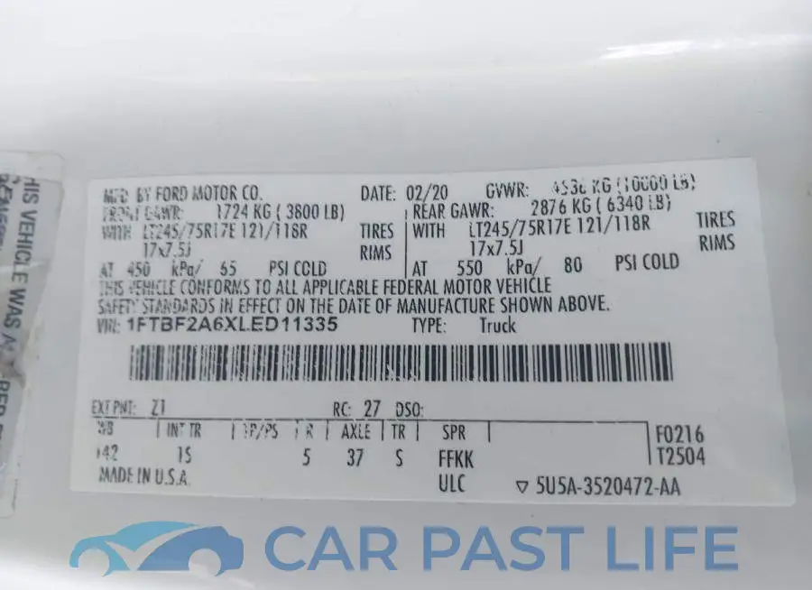 1FTBF2A6XLED11335# 9