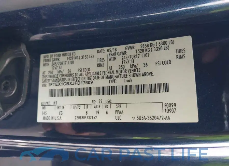 1FTEX1CBXJFD17609# 9