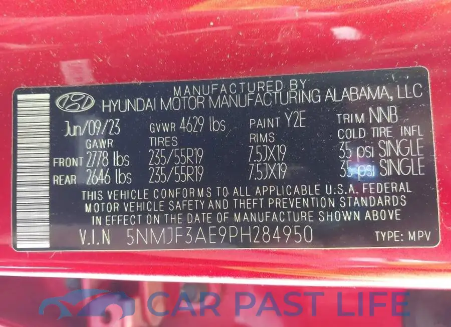 5NMJF3AE9PH284950# 9