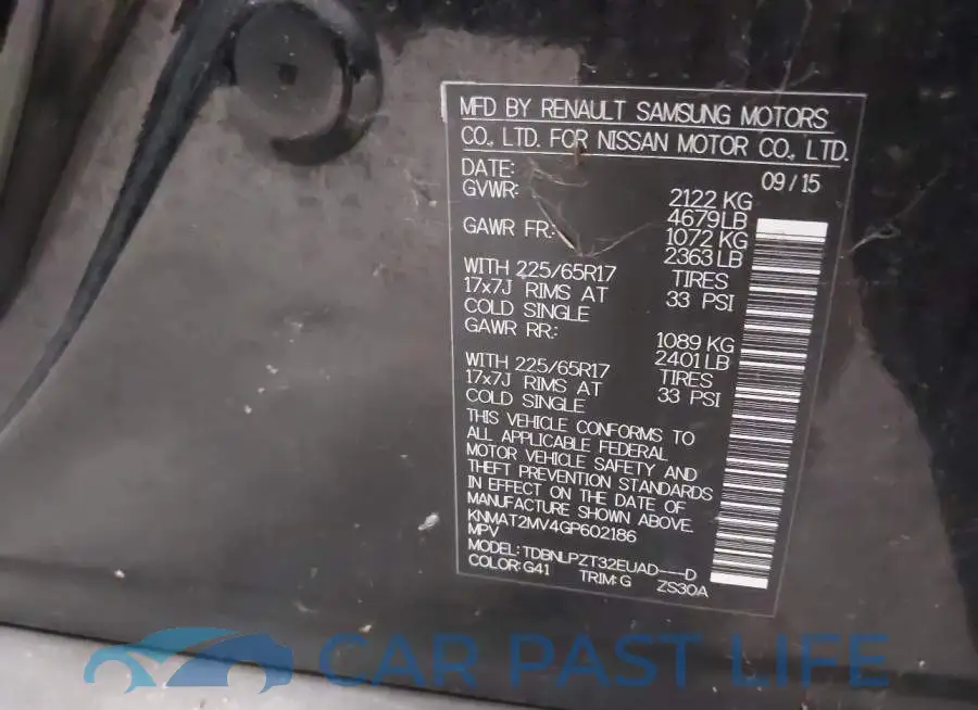 KNMAT2MV4GP602186# 9