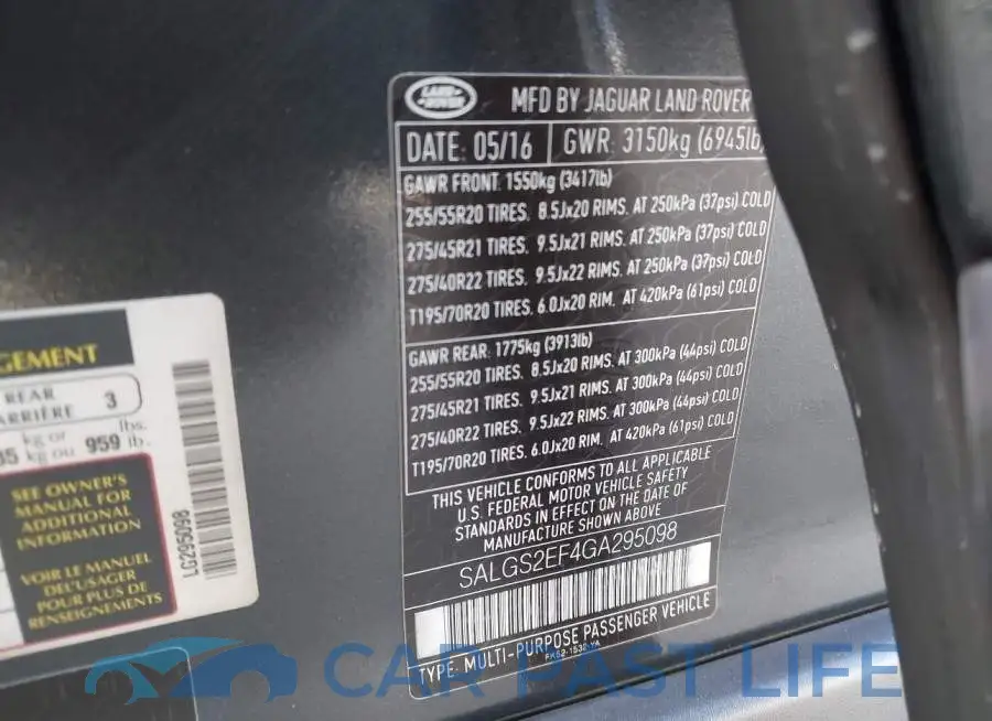 SALGS2EF4GA295098# 9