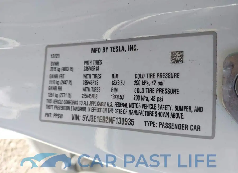 5YJ3E1EB2NF130935# 9