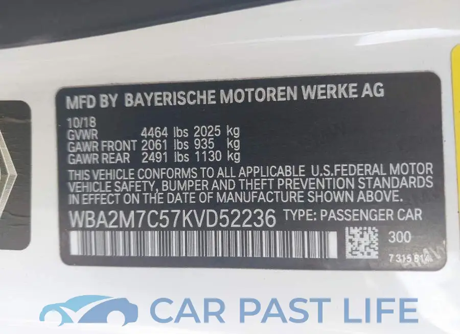 WBA2M7C57KVD52236# 9