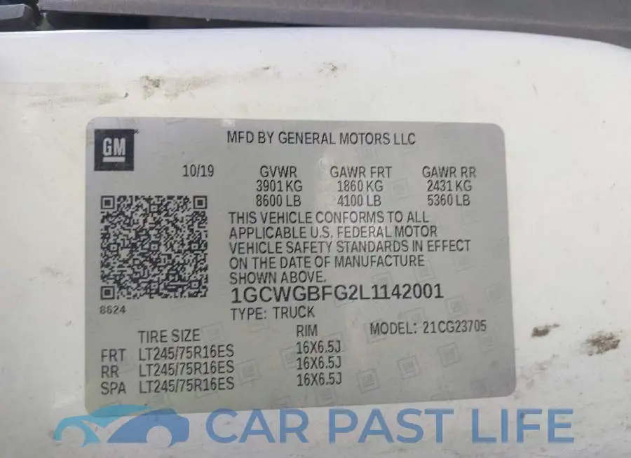 1GCWGBFG2L1142001# 9