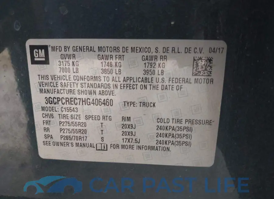 3GCPCREC7HG406460# 9