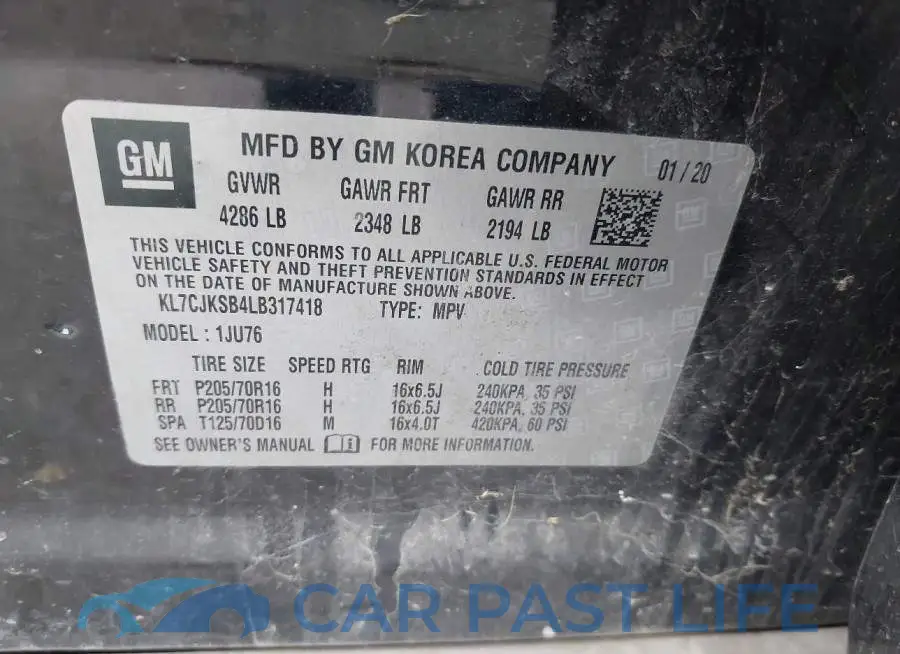 KL7CJKSB4LB317418# 9