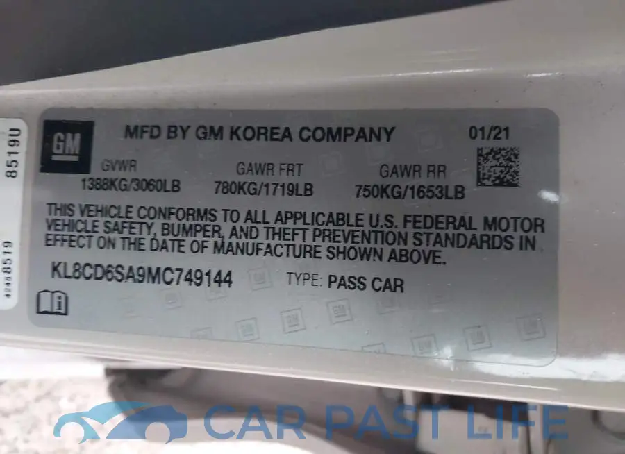 KL8CD6SA9MC749144# 9