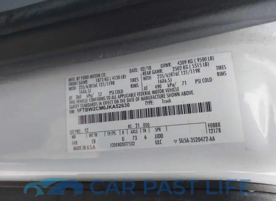 1FTBW2CM6JKA52630# 9