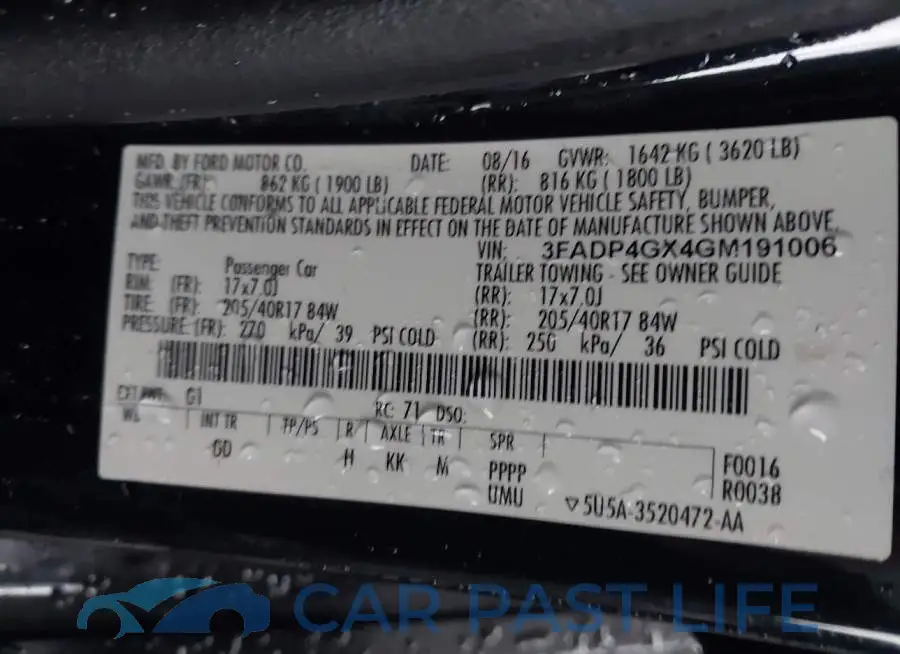 3FADP4GX4GM191006# 9
