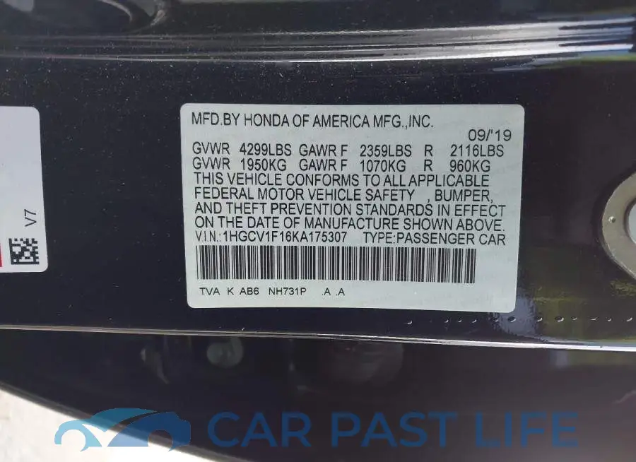 1HGCV1F16KA175307# 9