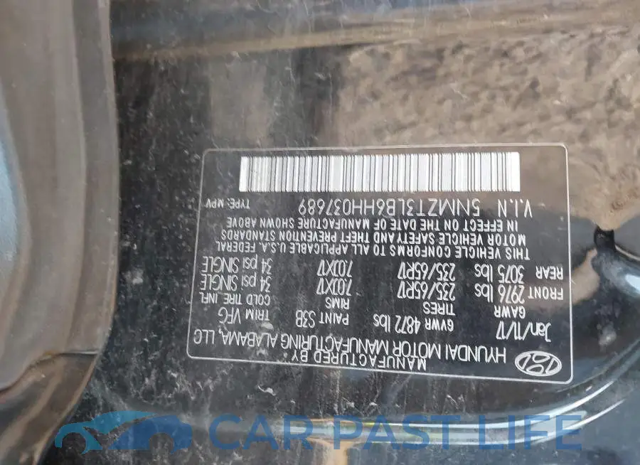 5NMZT3LB6HH037689# 9