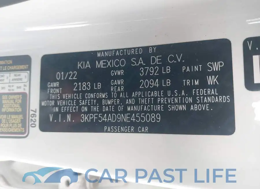 3KPF54AD9NE455089# 9