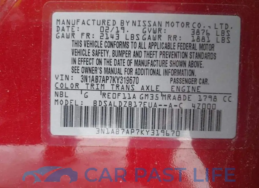 3N1AB7AP7KY319670# 9