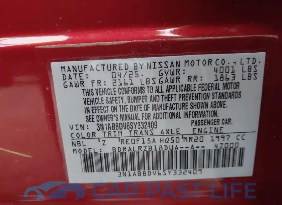 3N1AB8DV6SY332409# 9