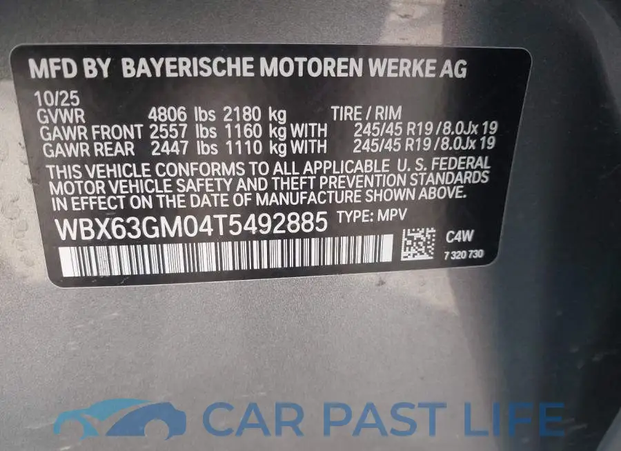 WBX63GM04T5492885# 9