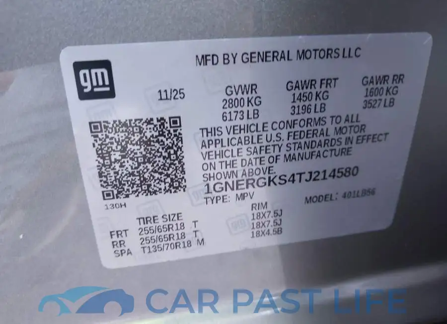 1GNERGKS4TJ214580# 9