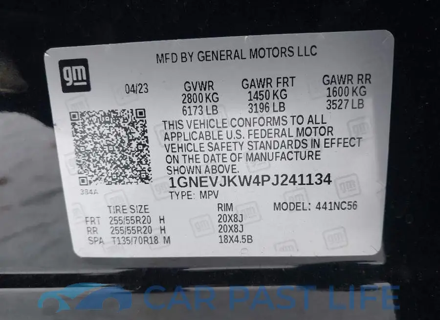 1GNEVJKW4PJ241134# 9