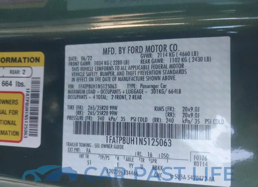 1FATP8UH1N5125063# 9
