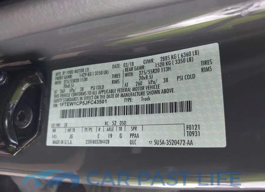 1FTEW1CP5JFC43501# 9
