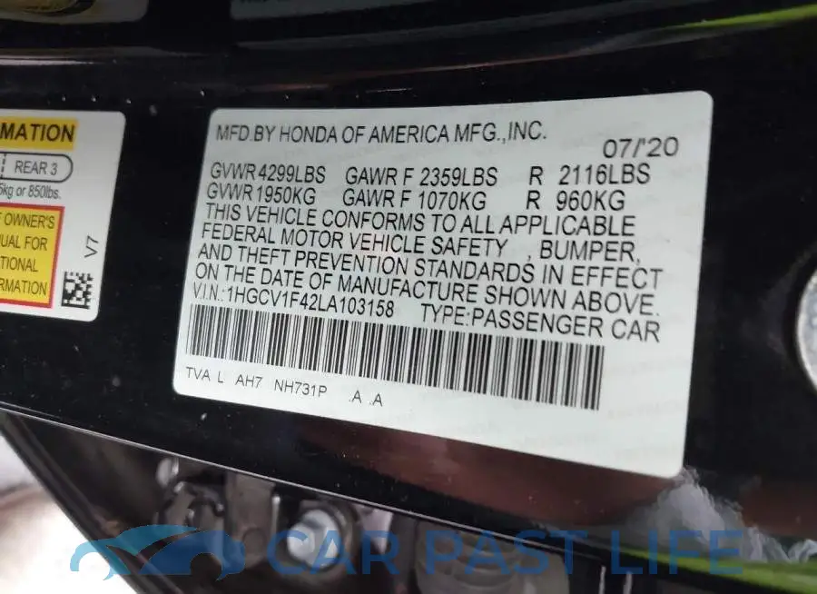 1HGCV1F42LA103158# 9