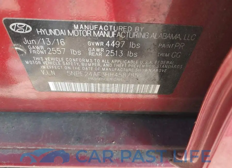5NPE24AF3HH458785# 9