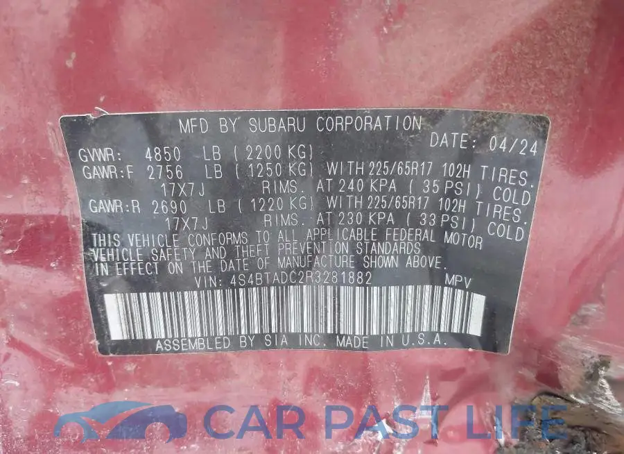 4S4BTADC2R3281882# 9