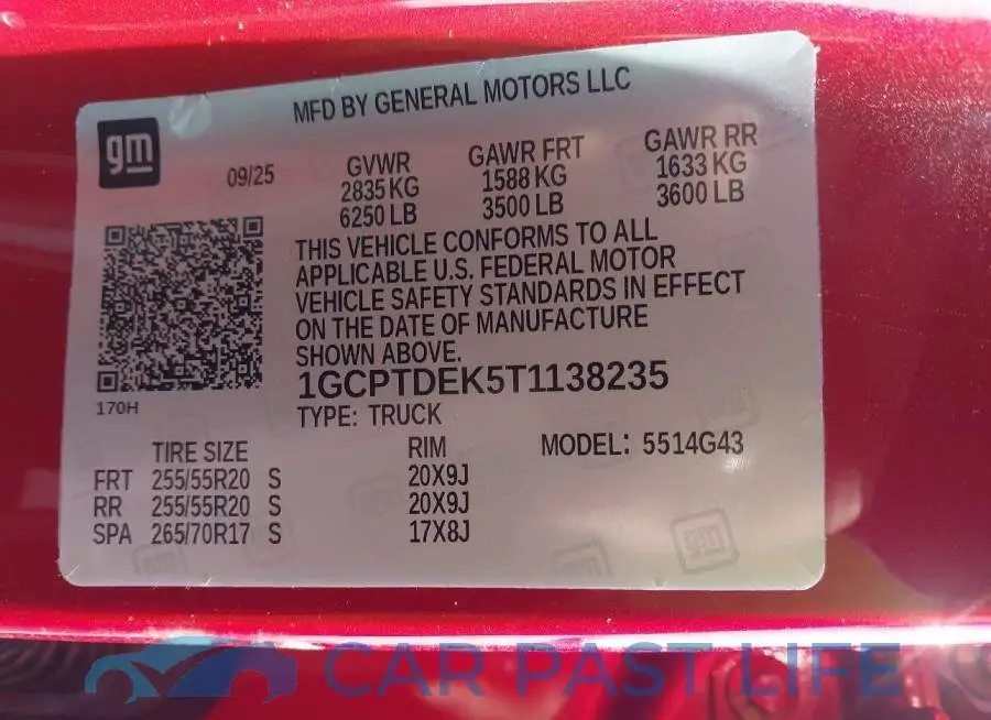 1GCPTDEK5T1138235# 9