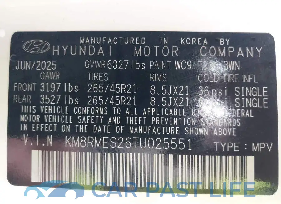 KM8RMES26TU025551# 9