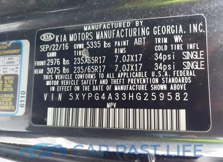 5XYPG4A33HG259582# 9