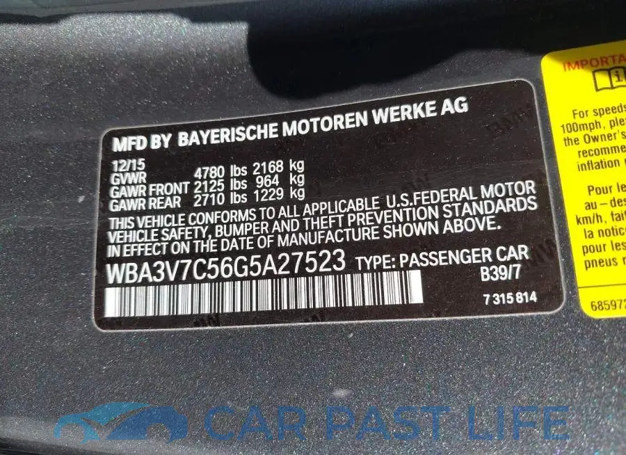 WBA3V7C56G5A27523# 9