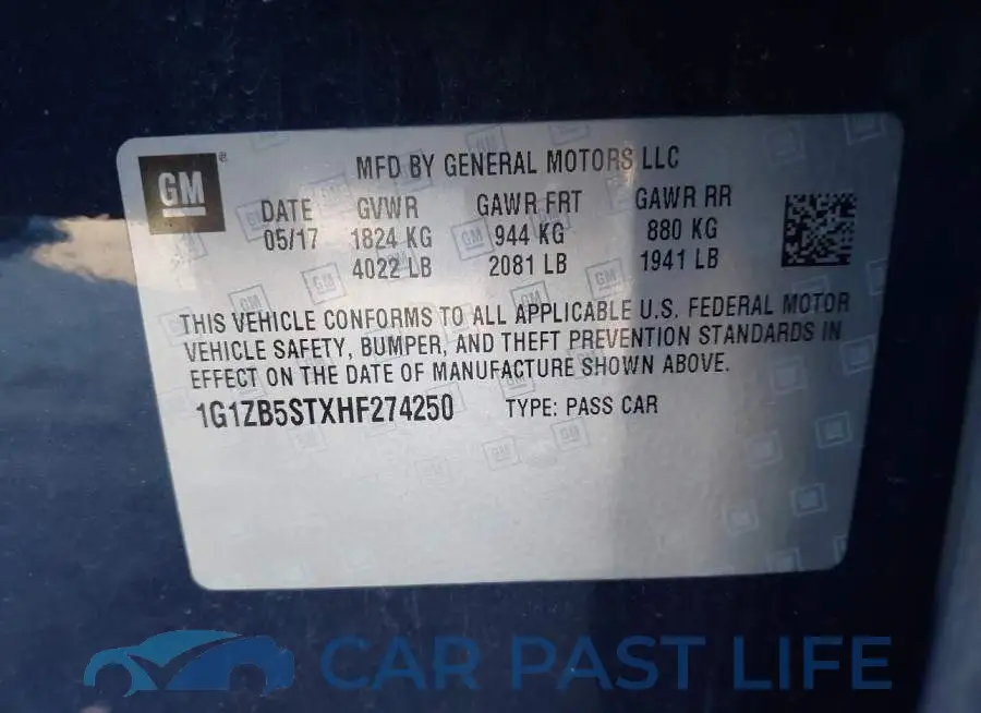 1G1ZB5STXHF274250# 9