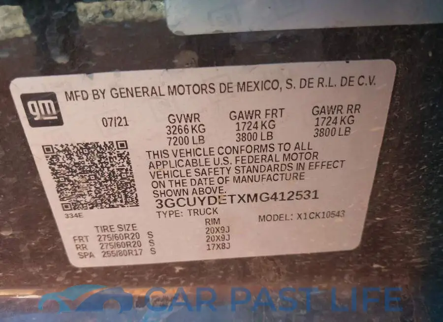 3GCUYDETXMG412531# 9