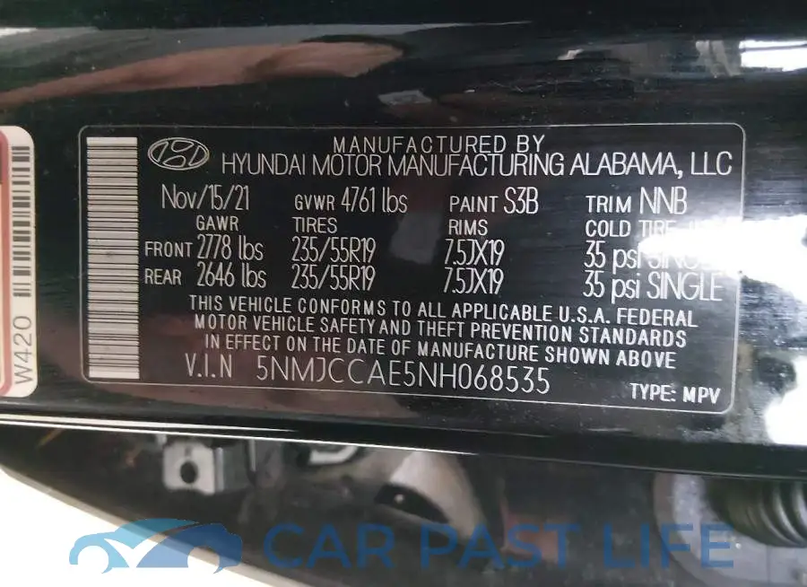 5NMJCCAE5NH068535# 9