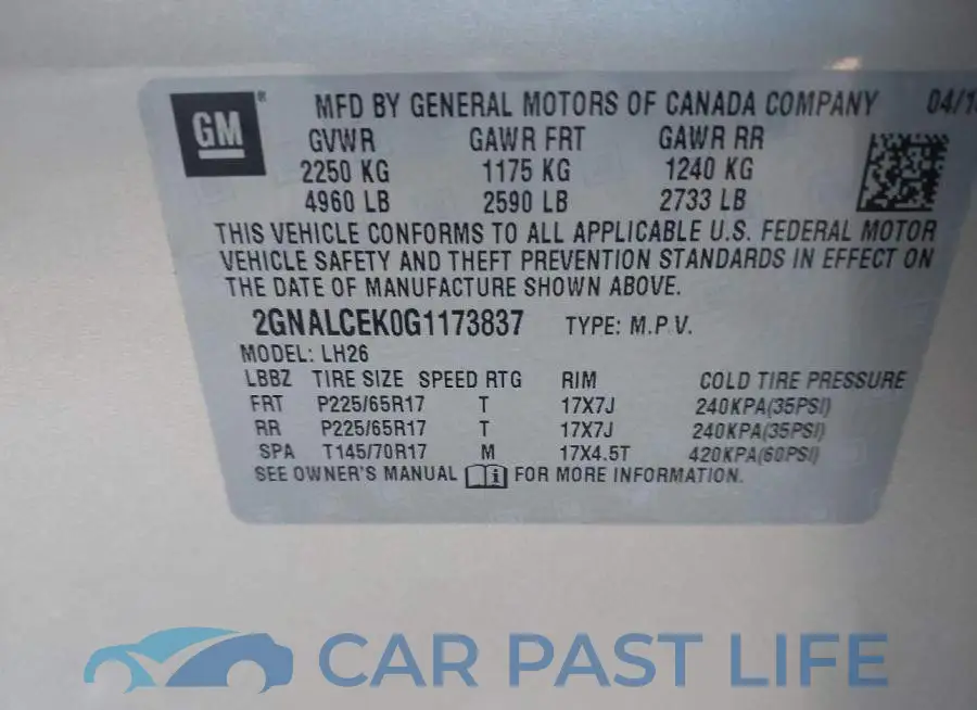 2GNALCEK0G1173837# 9
