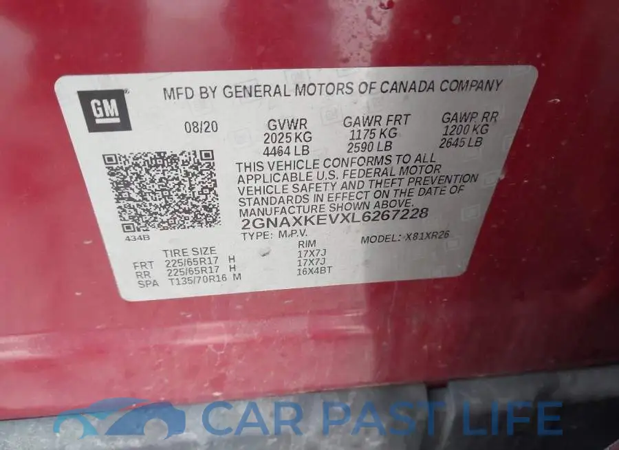 2GNAXKEVXL6267228# 9