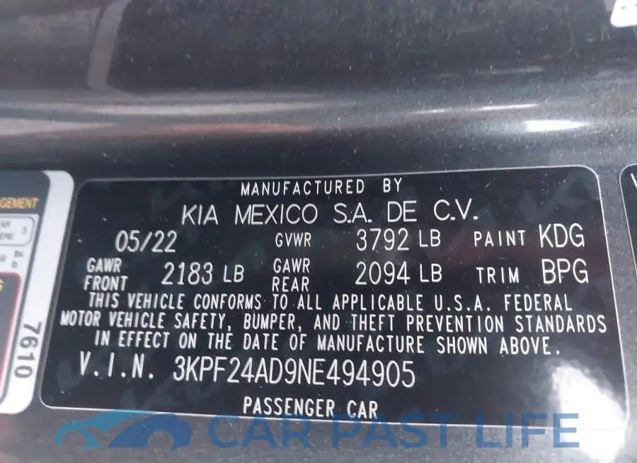 3KPF24AD9NE494905# 9