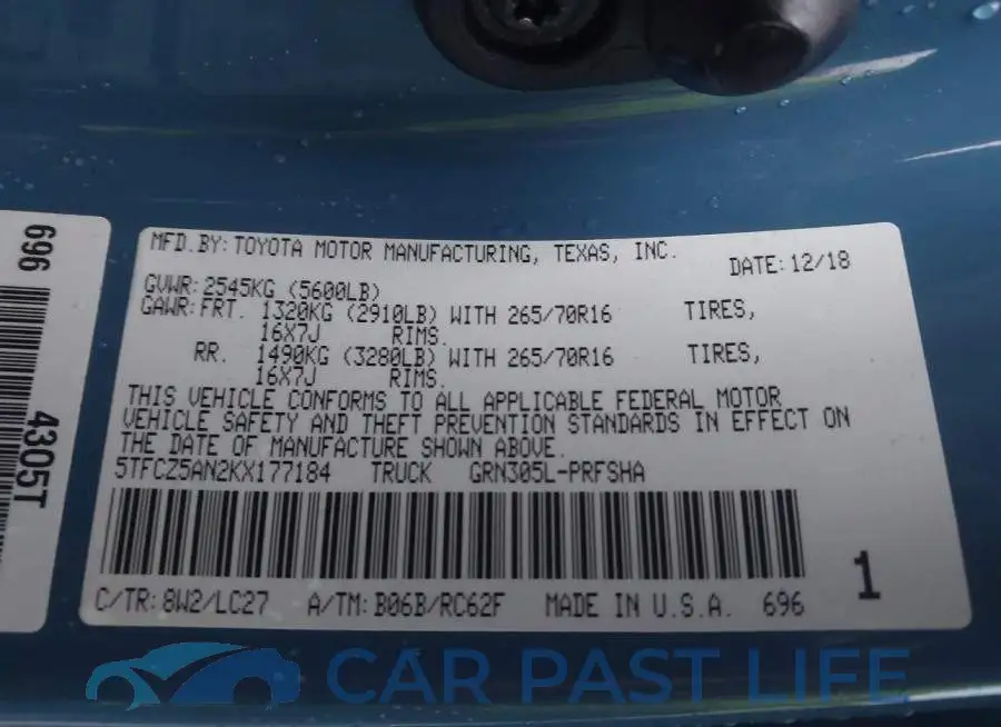 5TFCZ5AN2KX177184# 9