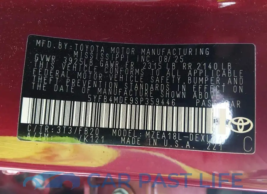 5YFB4MDE9SP359446# 9