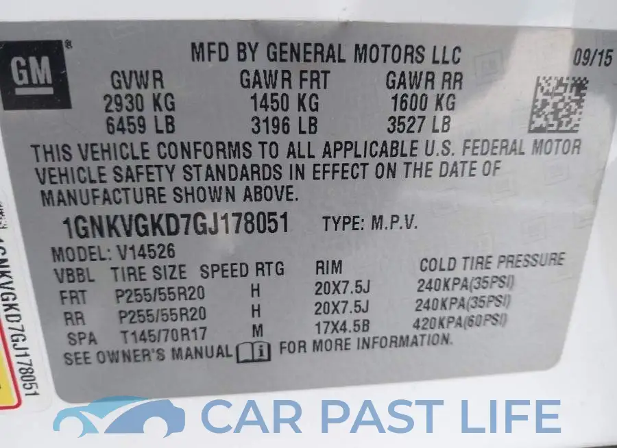 1GNKVGKD7GJ178051# 9