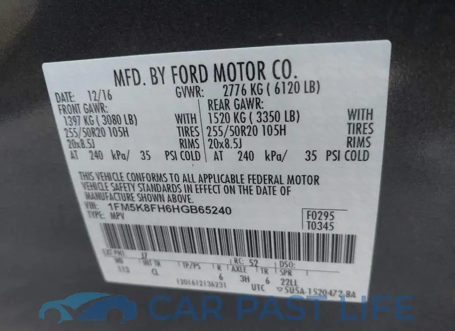 1FM5K8FH6HGB65240# 9