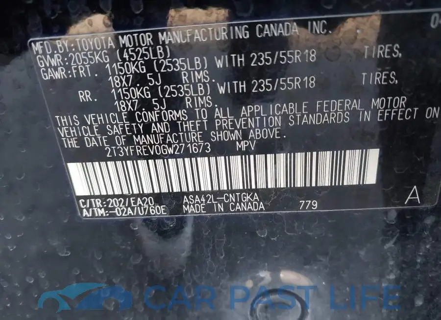 2T3YFREV0GW271673# 9