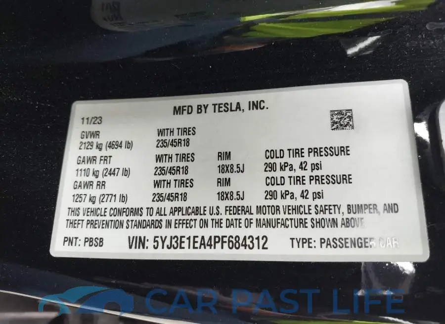 5YJ3E1EA4PF684312# 9